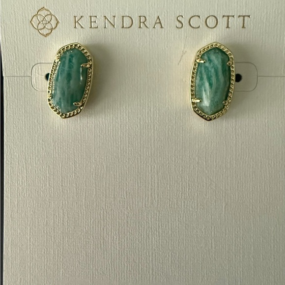 Kendra Scott Dark Teal Amazonite Earrings - Picture 1 of 1